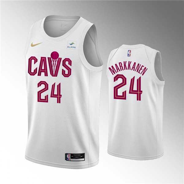 Mens Cleveland Cavaliers #24 Lauri Markkanen Association Edition Stitched Basketball Jersey Dzhi